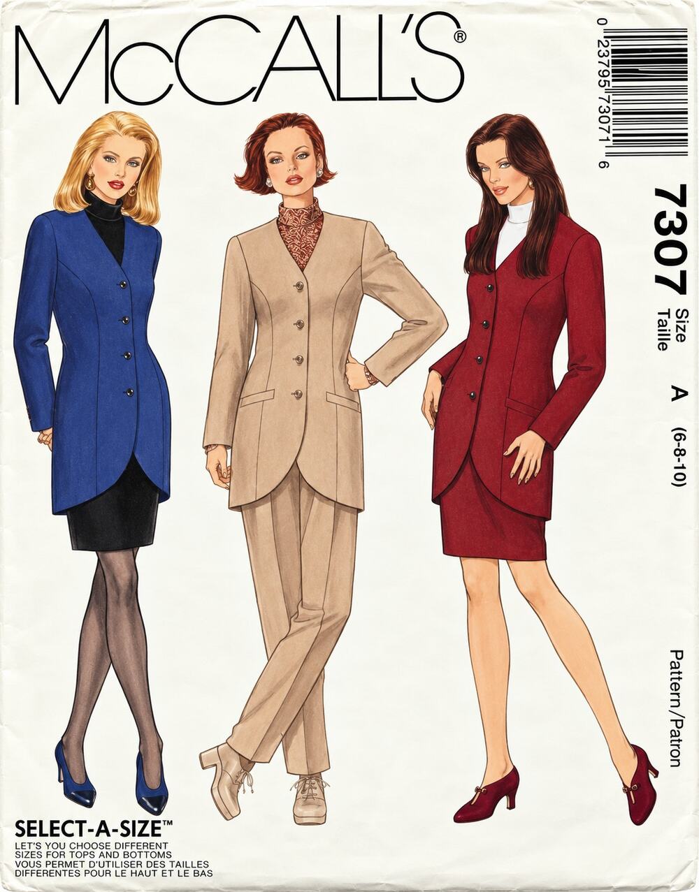 McCALLS 7307 Misses Jacket Blouse Skirt & Pants PATTERN Size 6-8-10 UC